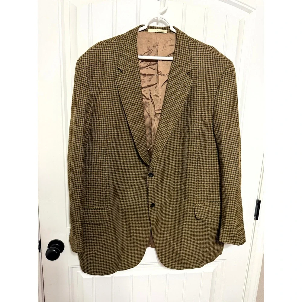 Joseph Abboud Blazer Mens 50L Houndstooth Brown Wool Blend Nordstrom EUC